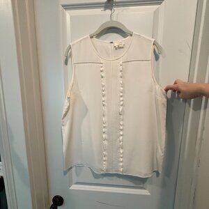 Kate Spade Ivory Silk Sleeveless Top with Pleat/ Ruffle Detail US 12